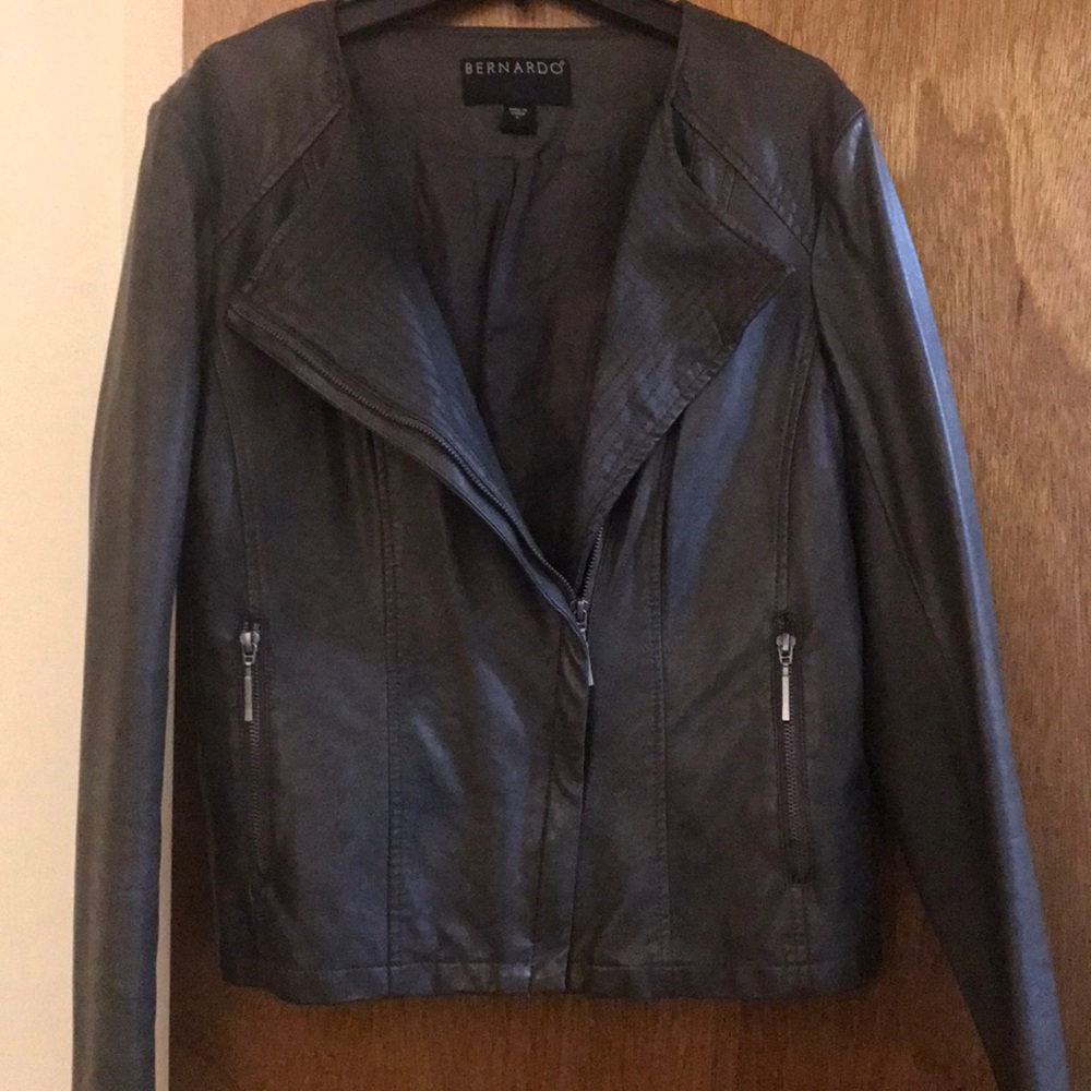 Gray Bernardo Leather Jacket